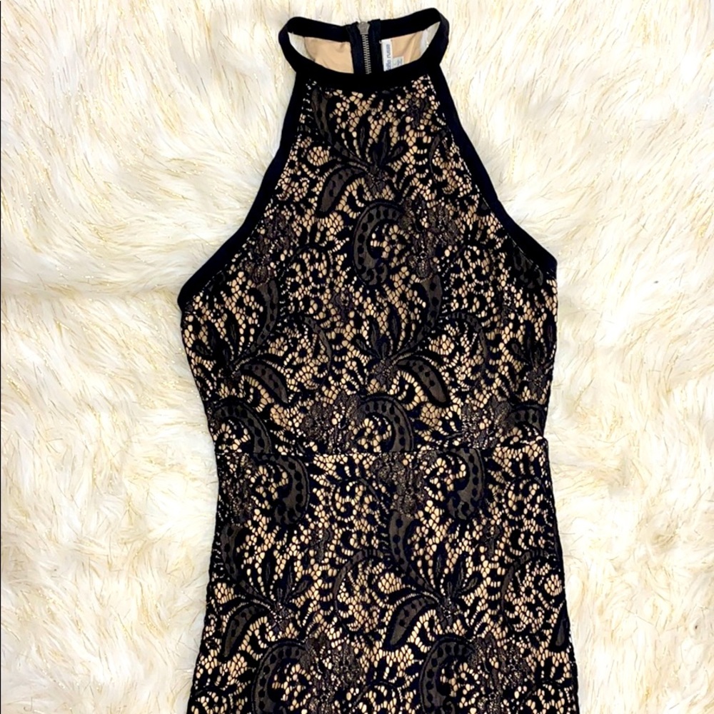 Nude and black cocktail dress